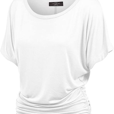 MBJ Women's Solid Short Sleeve Boat Neck V 