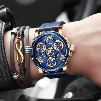 Leather Strap Skeleton Watch