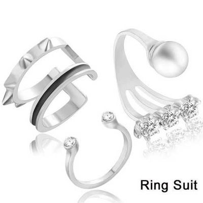 Rhinestone Korean Style Open Rings