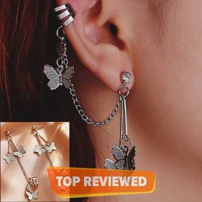 Chain Pin Tassel Earrings