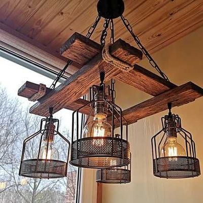 American Vintage Wood Pendant Light